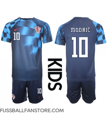 Kroatien Luka Modric #10 Replik Auswärtstrikot Kinder WM 2022 Kurzarm (+ Kurze Hosen)